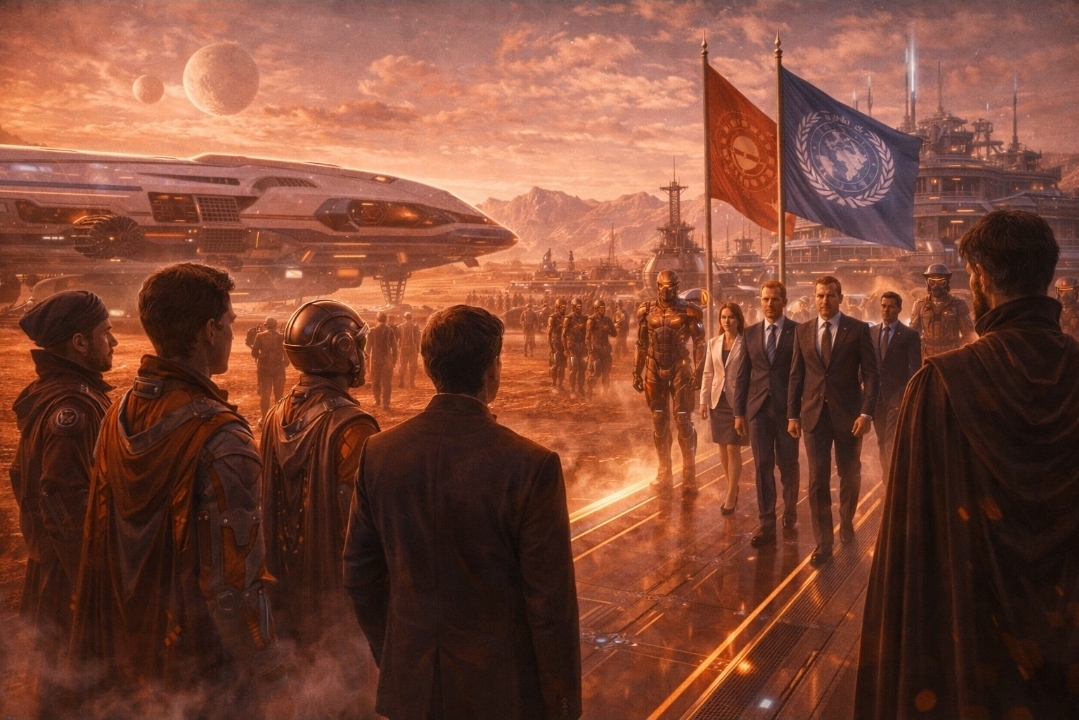 Earth delegation on Mars